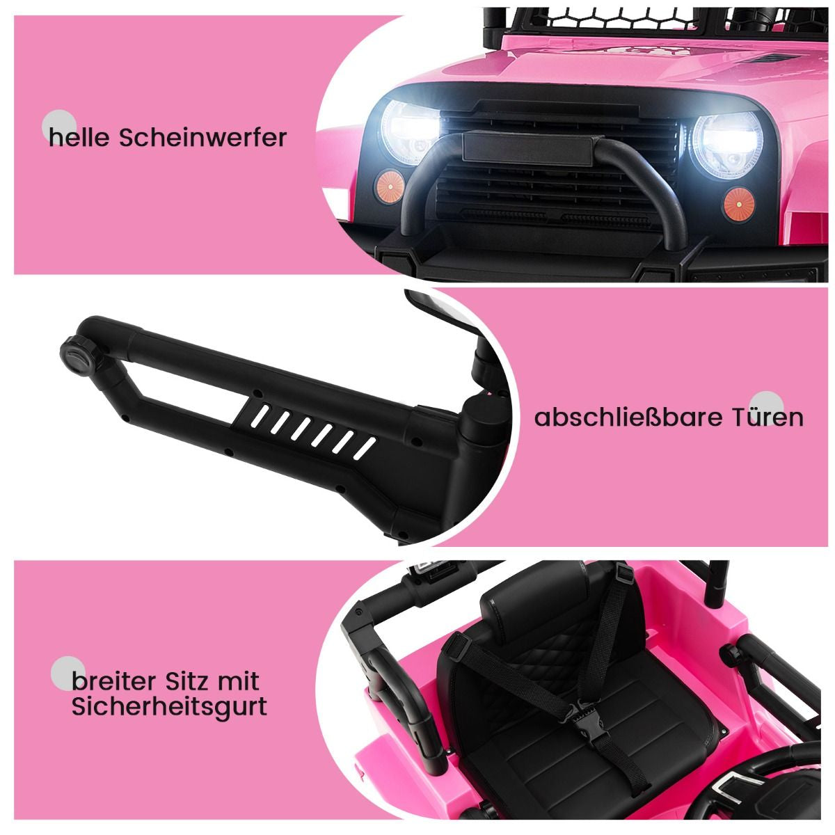 12V Batteriebetriebenes Kinderfahrzeug Elektrisches Kinderfahrzeug Mit Fernbedienung Rosa