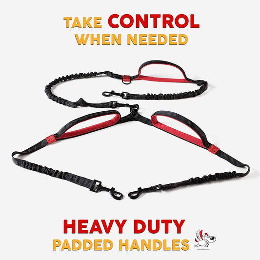 Exquisite Hands-Free Leash for Two Medium Dogs – Perfect for Active Pet Owners – Comfortable, Durable & Ideal for Running, Walking, Hiking – Premium Dual Waist Lead with Bungee – Must-Have Dog Gear