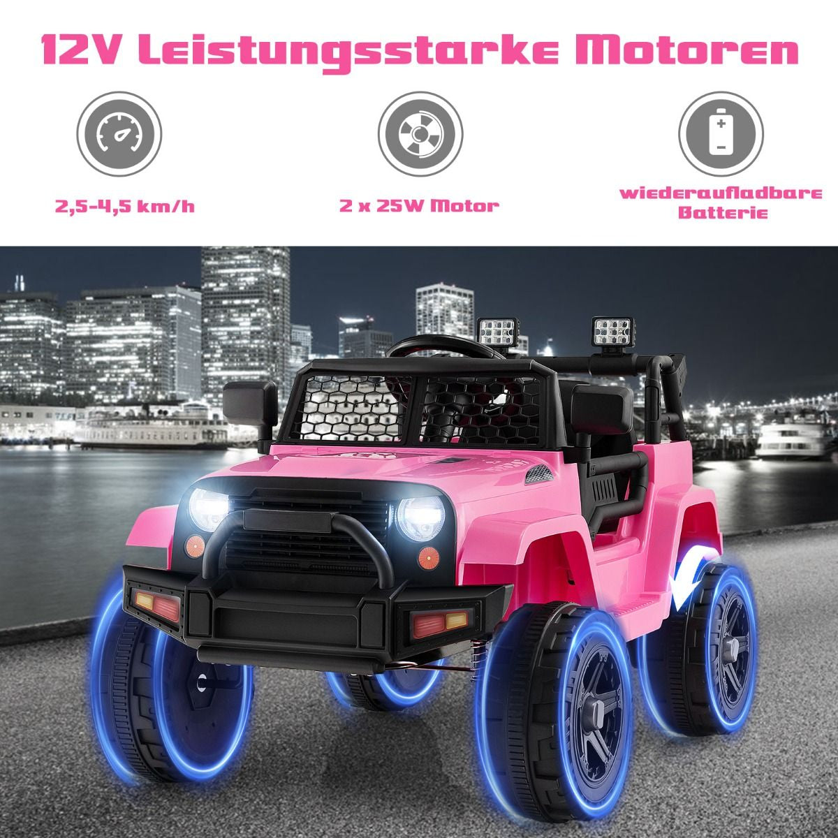 12V Batteriebetriebenes Kinderfahrzeug Elektrisches Kinderfahrzeug Mit Fernbedienung Rosa