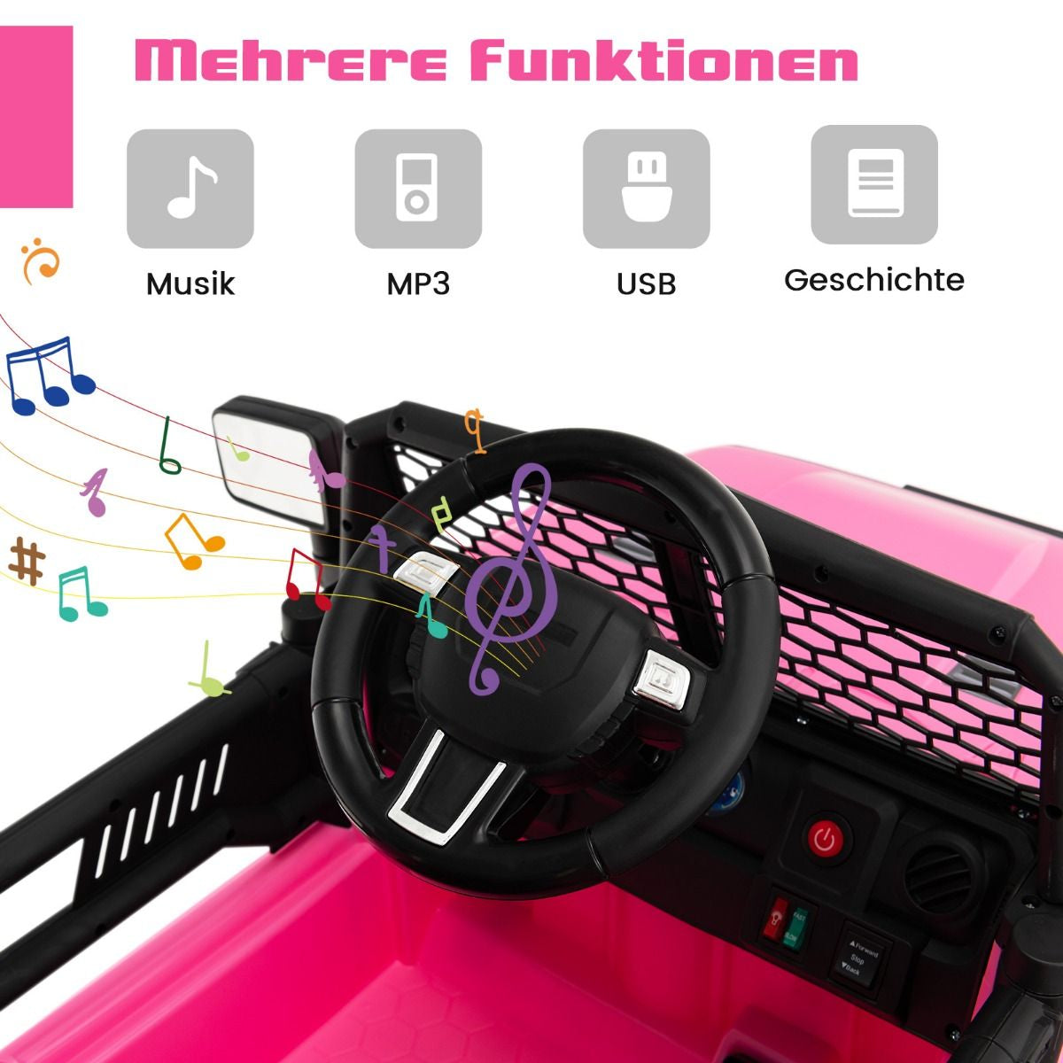 12V Batteriebetriebenes Kinderfahrzeug Elektrisches Kinderfahrzeug Mit Fernbedienung Rosa
