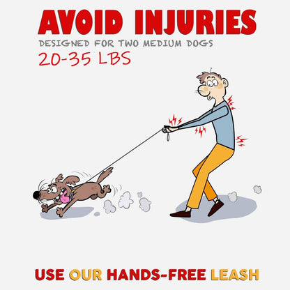 Exquisite Hands-Free Leash for Two Medium Dogs – Perfect for Active Pet Owners – Comfortable, Durable & Ideal for Running, Walking, Hiking – Premium Dual Waist Lead with Bungee – Must-Have Dog Gear